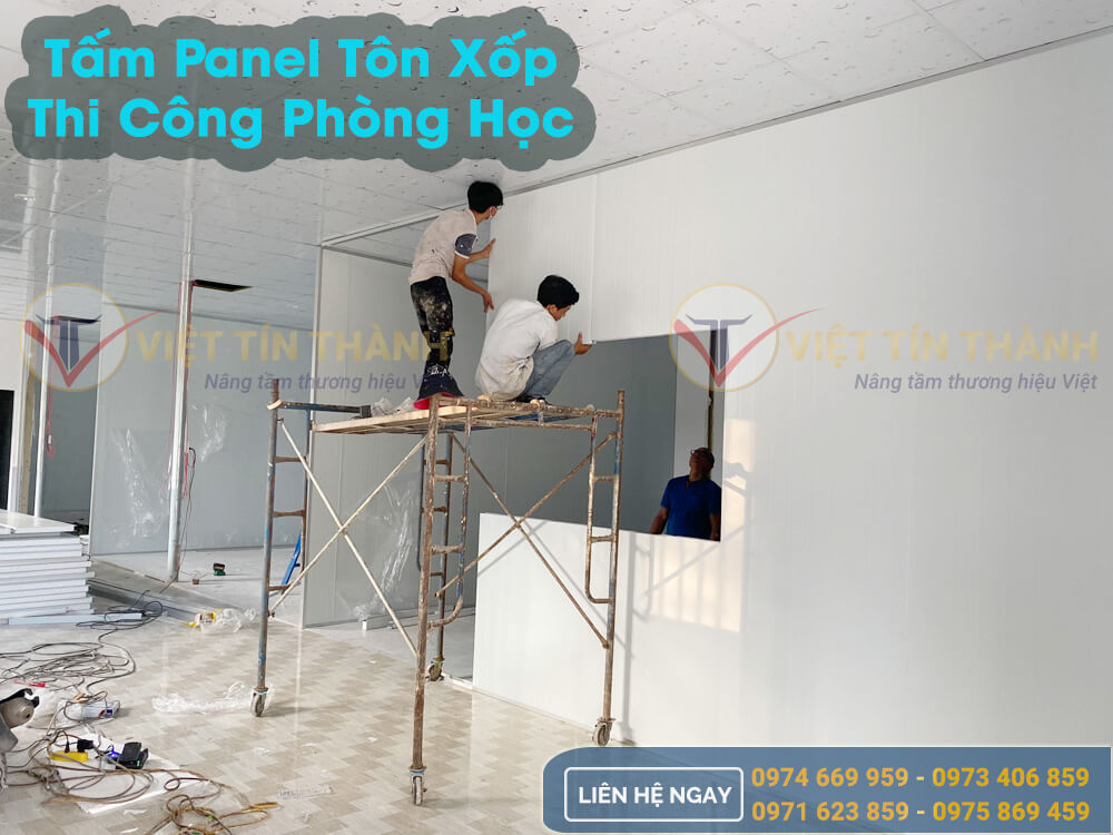 tấm panel tôn xốp lắp ghép phòng học